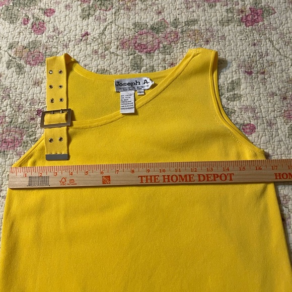 Joseph A Ribbed Sweater Shirt Slim Fit Womens Large Yellow Buckel Drop Shoulder - Picture 6 of 7